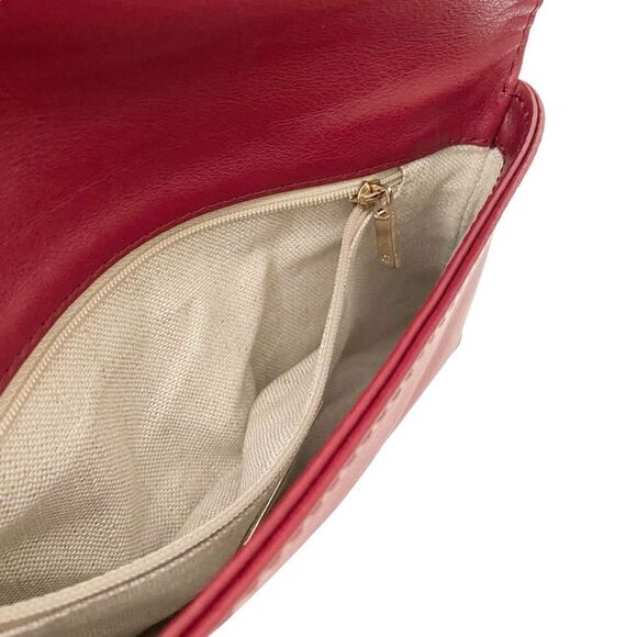 CH Carolina Herrera Red Leather Envelope Clutch - Picture 15 of 16